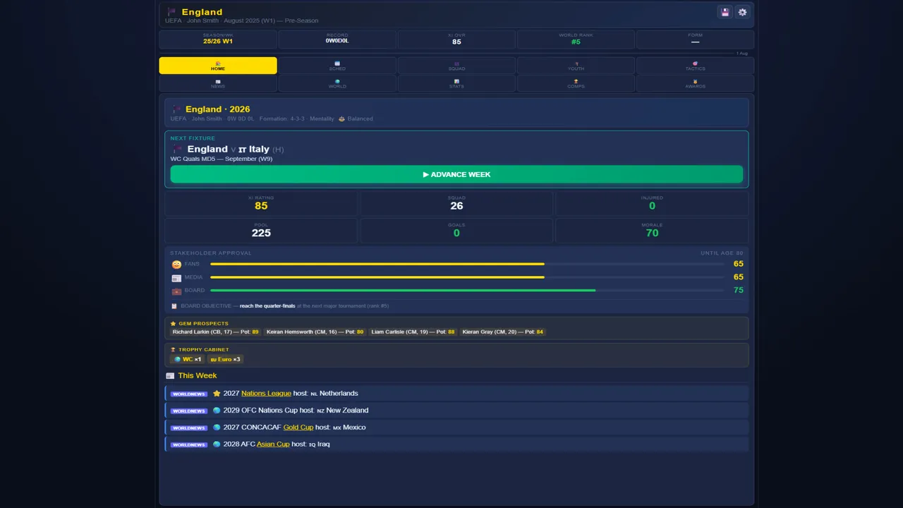 Sim: World Cup Manager screenshot 1